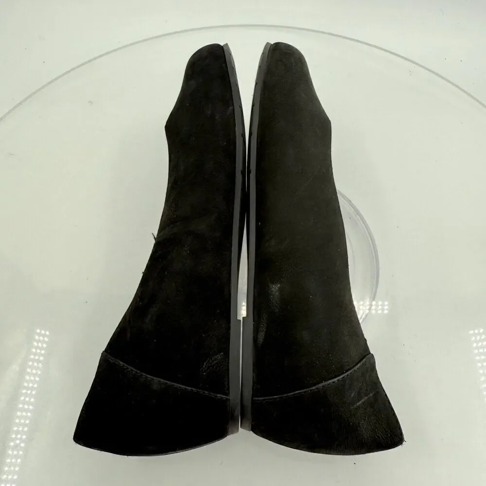 Eileen Fisher Womens Una Hidden Wedge Ballet Flats Sz 6.5 Black Suede Round Toe